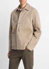 VINCE | Suede Shirt Jacket in Shirt Jackets - PUTTY