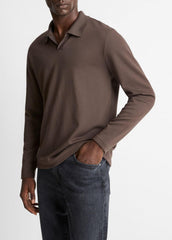 VINCE | Milano Pima Cotton-Blend Johnny-Collar Shirt in Long Sleeve - MISSION