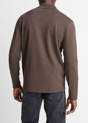 VINCE | Milano Pima Cotton-Blend Johnny-Collar Shirt in Long Sleeve - MISSION