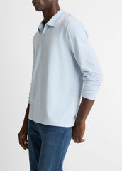 VINCE | Milano Pima Cotton-Blend Johnny-Collar Shirt in Long Sleeve - WHITECAP