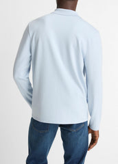VINCE | Milano Pima Cotton-Blend Johnny-Collar Shirt in Long Sleeve - WHITECAP