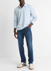 VINCE | Milano Pima Cotton-Blend Johnny-Collar Shirt in Long Sleeve - WHITECAP