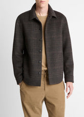 VINCE | Plaid Splittable Wool-Blend Shirt Jacket in Shirt Jackets - DARK MISSION
