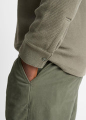 VINCE | Basket-Weave Cotton Long-Sleeve Polo Shirt in Henleys & Polos - SYCAMORE