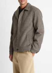 VINCE | Houndstooth Bomber Jacket in Jackets - DARK ROAST COMBO