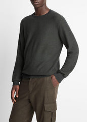 VINCE | Geo-Jacquard Wool-Blend Crew Neck Sweater in Crew Neck - DRIVER GREEN/COASTAL BLUE