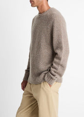 VINCE | Donegal Cashmere Raglan-Sleeve Sweater in Crew Neck - DARK HEATHER MOUSE