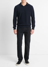 VINCE | Plush Cashmere Johnny-Collar Polo in Sweaters - COASTAL BLUE