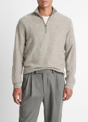 VINCE | Plush Cashmere Quarter-Zip Sweater in Quarter Zip - HEATHER MOUSE