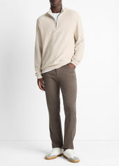 VINCE | Geo-Jacquard Wool-Blend Quarter-Zip Sweater in Quarter Zip - BRITISH KHAKI/CLASSIC CREAM