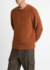 VINCE | Donegal Cashmere Raglan-Sleeve Sweater in Crew Neck - DARK BURNT ORANGE