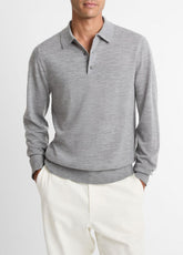 VINCE | Wool Polo Sweater in Sweaters - HEATHER GREY