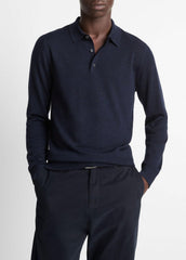 VINCE | Wool Polo Sweater in Sweaters - COASTAL BLUE