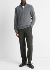VINCE | Plush Cashmere Quarter-Zip Sweater in Quarter Zip - MEDIUM HEATHER GREY