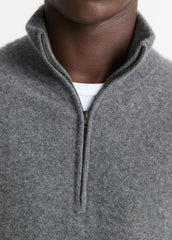 VINCE | Plush Cashmere Quarter-Zip Sweater in Quarter Zip - MEDIUM HEATHER GREY