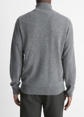 VINCE | Plush Cashmere Quarter-Zip Sweater in Quarter Zip - MEDIUM HEATHER GREY