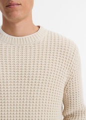 VINCE | Macro-Waffle Crew Neck Sweater in Crew Neck - PEBBLE WHITE