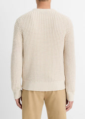 VINCE | Macro-Waffle Crew Neck Sweater in Crew Neck - PEBBLE WHITE