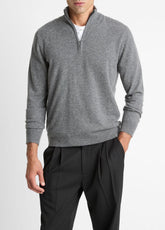 VINCE | Cashmere Quarter-Zip Sweater in Quarter Zip - MEDIUM HEATHER GREY