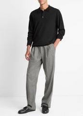 VINCE | Wool Polo Sweater in Sweaters - BLACK