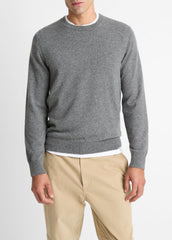 VINCE | Cashmere Crew Neck Sweater in Crew Neck - MEDIUM HEATHER GREY