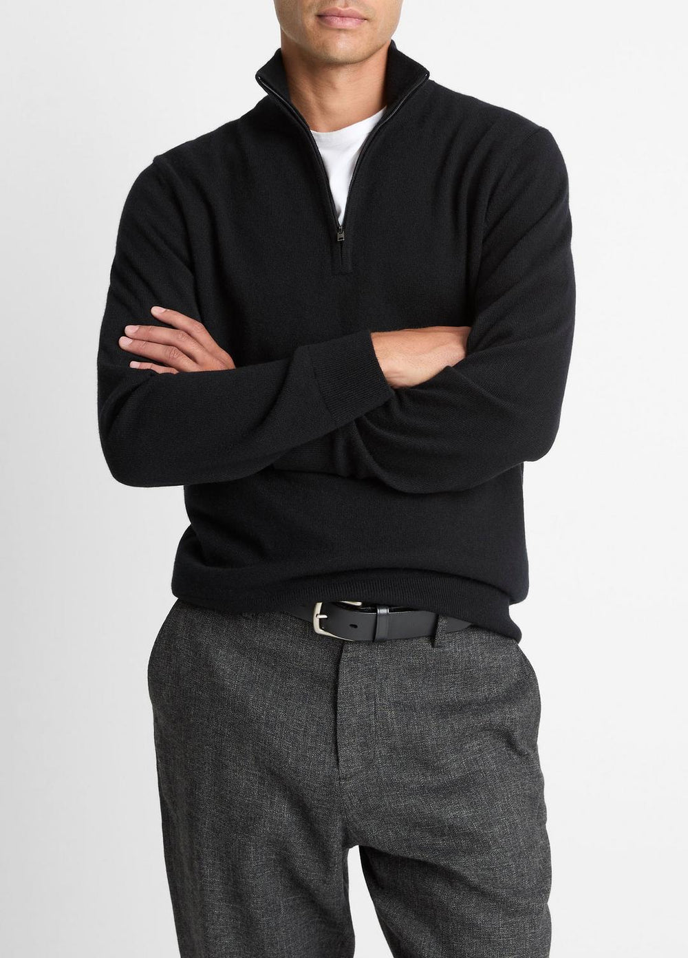 VINCE | Cashmere Quarter-Zip Sweater in Quarter Zip - BLACK