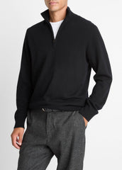 VINCE | Cashmere Quarter-Zip Sweater in Quarter Zip - BLACK
