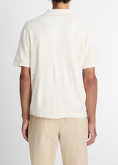 VINCE | Patchwork Pointelle Short-Sleeve Shirt in Short Sleeve - CLASSIC CREAM