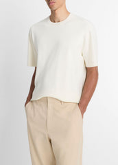 VINCE | Milano Short-Sleeve Crew Neck Sweater in Crew Neck - CLASSIC CREAM