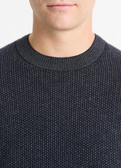 VINCE | Geo-Jacquard Wool-Blend Crew Neck Sweater in Crew Neck - COASTAL BLUE/MEDIUM HEATHER GREY
