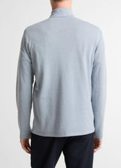 VINCE | Double-Face Cotton-Blend Quarter-Zip Pullover in Quarter Zip - STEEL BLUE/STUDIO