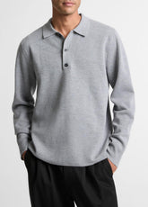 VINCE | Italian Merino Wool Milano Polo Sweater in Sweaters - HEATHER GREY