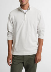 VINCE | Double-Face Cotton-Blend Quarter-Zip Pullover in Quarter Zip - OFF WHITE/JET