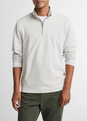 VINCE | Double-Face Cotton-Blend Quarter-Zip Pullover in Quarter Zip - OFF WHITE/JET