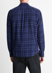VINCE | Big Horn Plaid Cotton Button-Front Shirt in Long Sleeve - MONARCH COMBO
