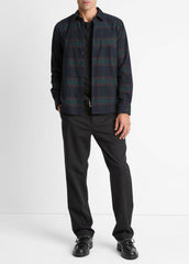 VINCE | Holme Plaid Cotton Button-Front Shirt in Long Sleeve - COASTAL COMBO