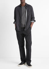 VINCE | Double Face Long Sleeve in Long Sleeve - HEATHER BLACK