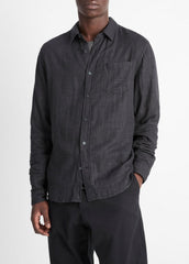 VINCE | Double Face Long Sleeve in Long Sleeve - HEATHER BLACK