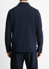 VINCE | Double-Knit Cotton-Blend Piqué Shirt Jacket in Shirt Jackets - COASTAL BLUE/MEDIUM GREY