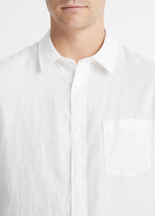VINCE | Linen Short-Sleeve Shirt in Short Sleeve - OPTIC WHITE