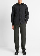 VINCE | Stretch-Cotton Poplin Shirt in Long Sleeve - BLACK
