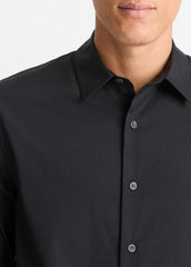 VINCE | Stretch-Cotton Poplin Shirt in Long Sleeve - BLACK