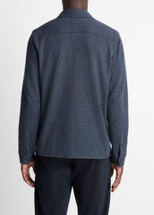 VINCE | Houndstooth Cotton-Blend Button-Front Shirt in Long Sleeve - COASTAL COMBO