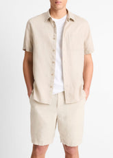 VINCE | Linen Short-Sleeve Shirt in Short Sleeve - PUMICE ROCK