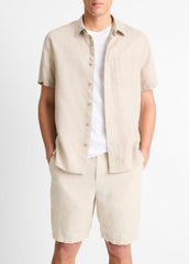 VINCE | Linen Short-Sleeve Shirt in Short Sleeve - PUMICE ROCK
