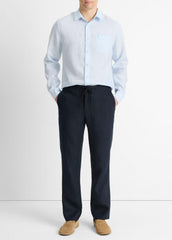 VINCE | Linen Long-Sleeve Shirt in Long Sleeve - GLACIER