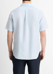 VINCE | Linen Short-Sleeve Shirt in Short Sleeve - GLACIER