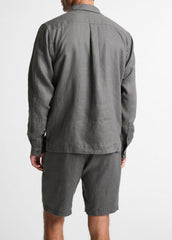 VINCE | Linen Garage Shirt in Long Sleeve - SLATE