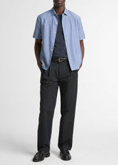 VINCE | Cotton Short-Sleeve Button-Front Shirt in Short Sleeve - INDIGO