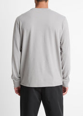 VINCE | Sueded Jersey Long-Sleeve Pocket T-Shirt in Long Sleeve - HEATHER MOUSE